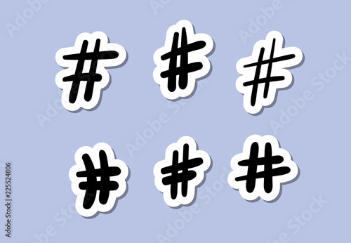 Set of hashtag signs. Vector illustration.