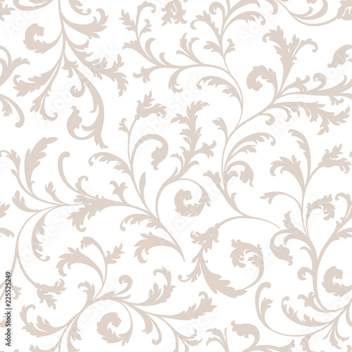 Floral seamless pattern. Branch with leaves ornament. Flourish n