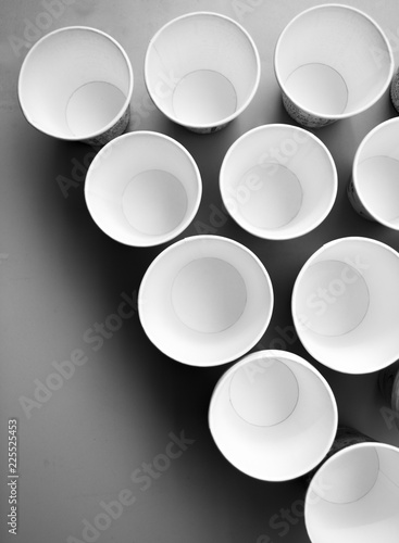 Cups on table ,abstract background