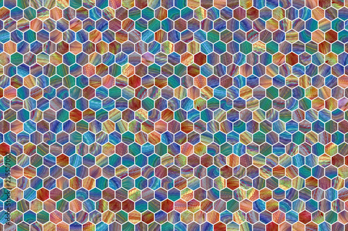 Hexagon strip colorful pattern, texture for design background.