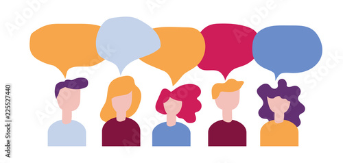 people with speech balloon, businessmen discuss, news, social network