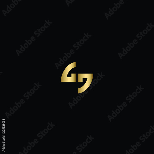 Initial Solid Letter GG Logo Design Using Letters G G in Gold and Black Color 