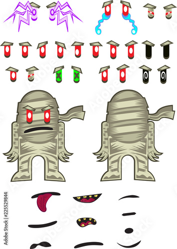 Mummy character, cartoon style with customizable face