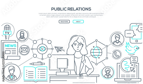 Public relations - modern colorful line design style illustration