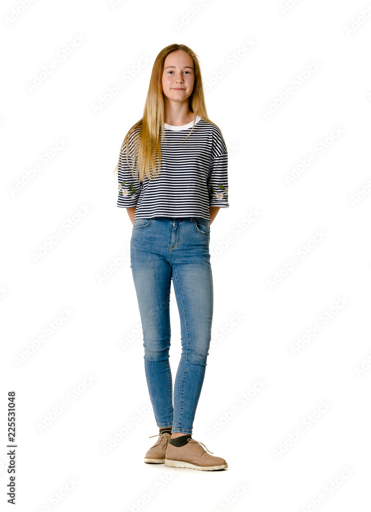 Young teen girl on white background Young teen girl on white background