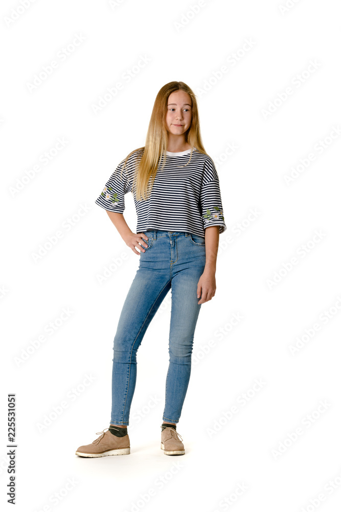 Young teen girl on white background Young teen girl on white background