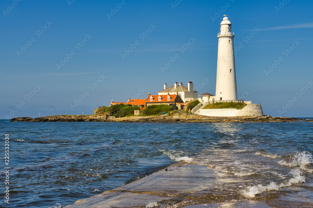 St Mary's Lighthouse, island, and causeway in Whitley bay.