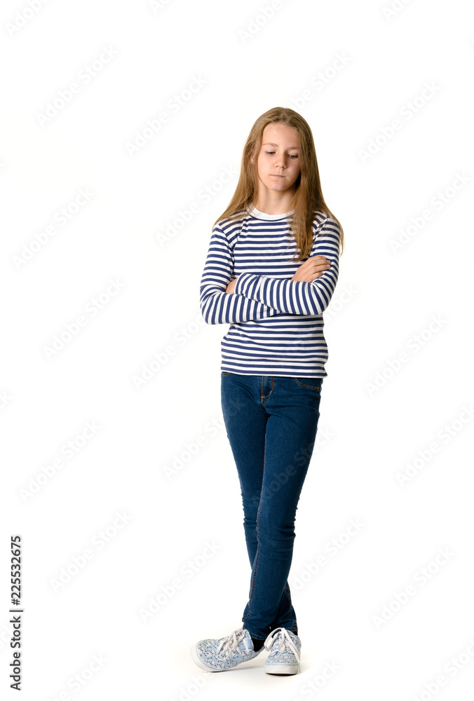 Young teen girl on white background standing Young teen girl on white background standing