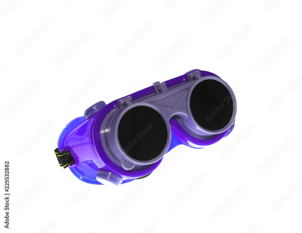 Protective plastic glasses from welding on white background with clipping part Protective plastic glasses from welding on white background with clipping part