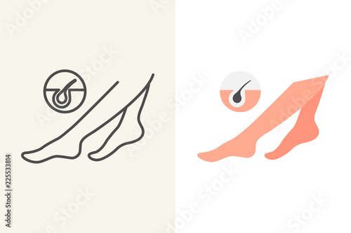 Hair removal icon flat and outline style