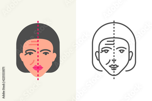 Facelifting procedure icon flat and outline style