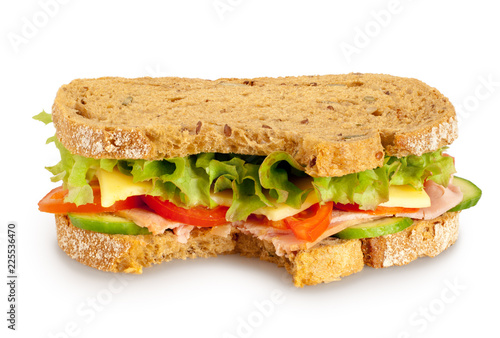 Bitten fresh sandwich (Clipping path included)