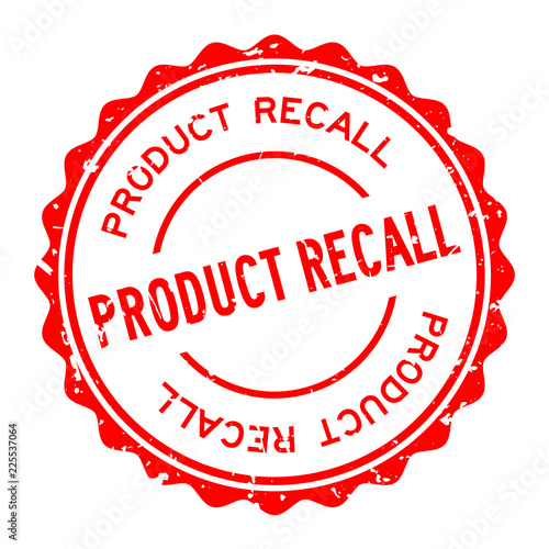 Grunge red product recall word round rubber seal stamp on white background