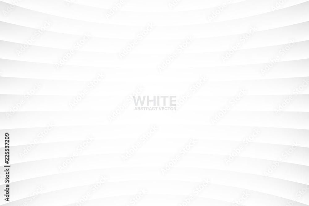 White Clear Blank Subtle Abstract Vector Geometrical Background. Monotone Light Empty Concave Surface. Minimalist Style Wallpaper. Futuristic 3D Illustration - obrazy, fototapety, plakaty 