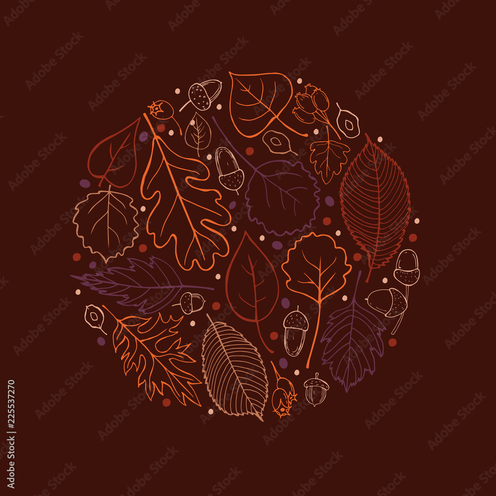 Hand-drawn autumn leaves. Vector illustration. Hand-drawn autumn leaves. Vector illustration.