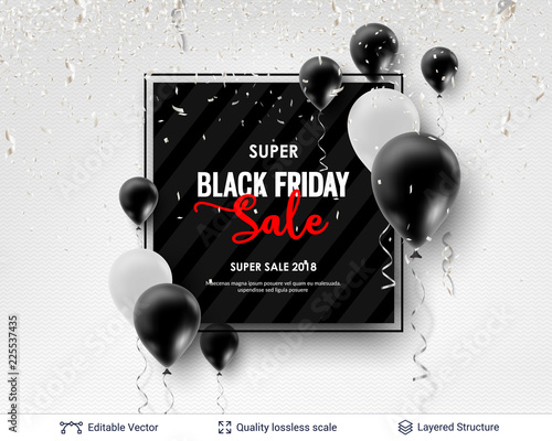 Black Friday Sale Backgrond. Air balloons and text