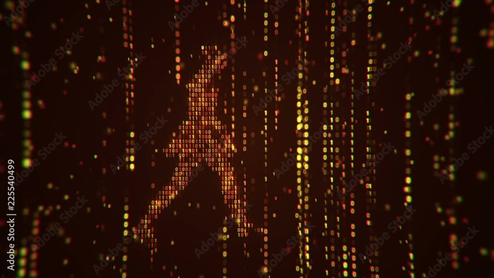 Abstract background with animation flickering binary digits and earth ...