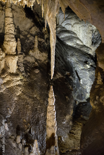 Stalactites and stalagmites in the cave