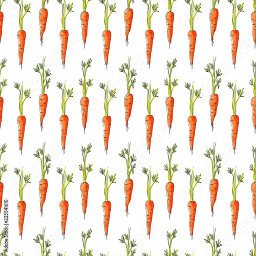 Seamless pattern with carrots on white background.