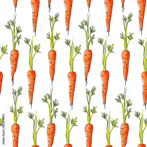 Seamless pattern with carrots on white background.