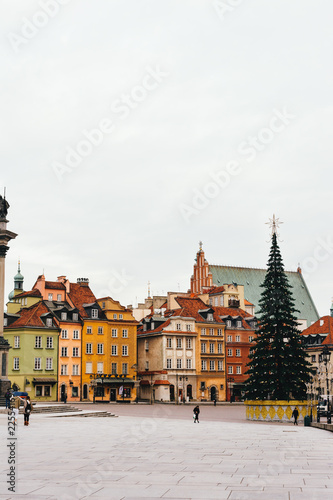 Christmas tree in Castle Square. Plac Zamkowy (Stare Miasto). Warsaw. winter