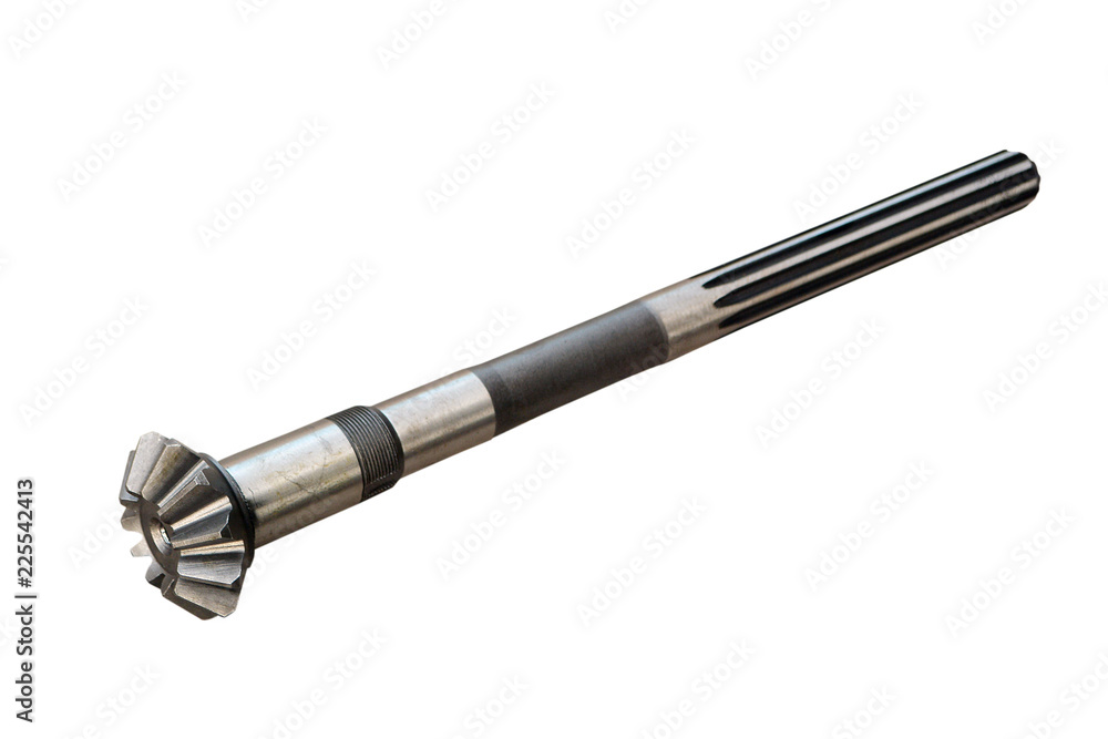 axle shaft of the front tractor on an isolated white background - obrazy, fototapety, plakaty 