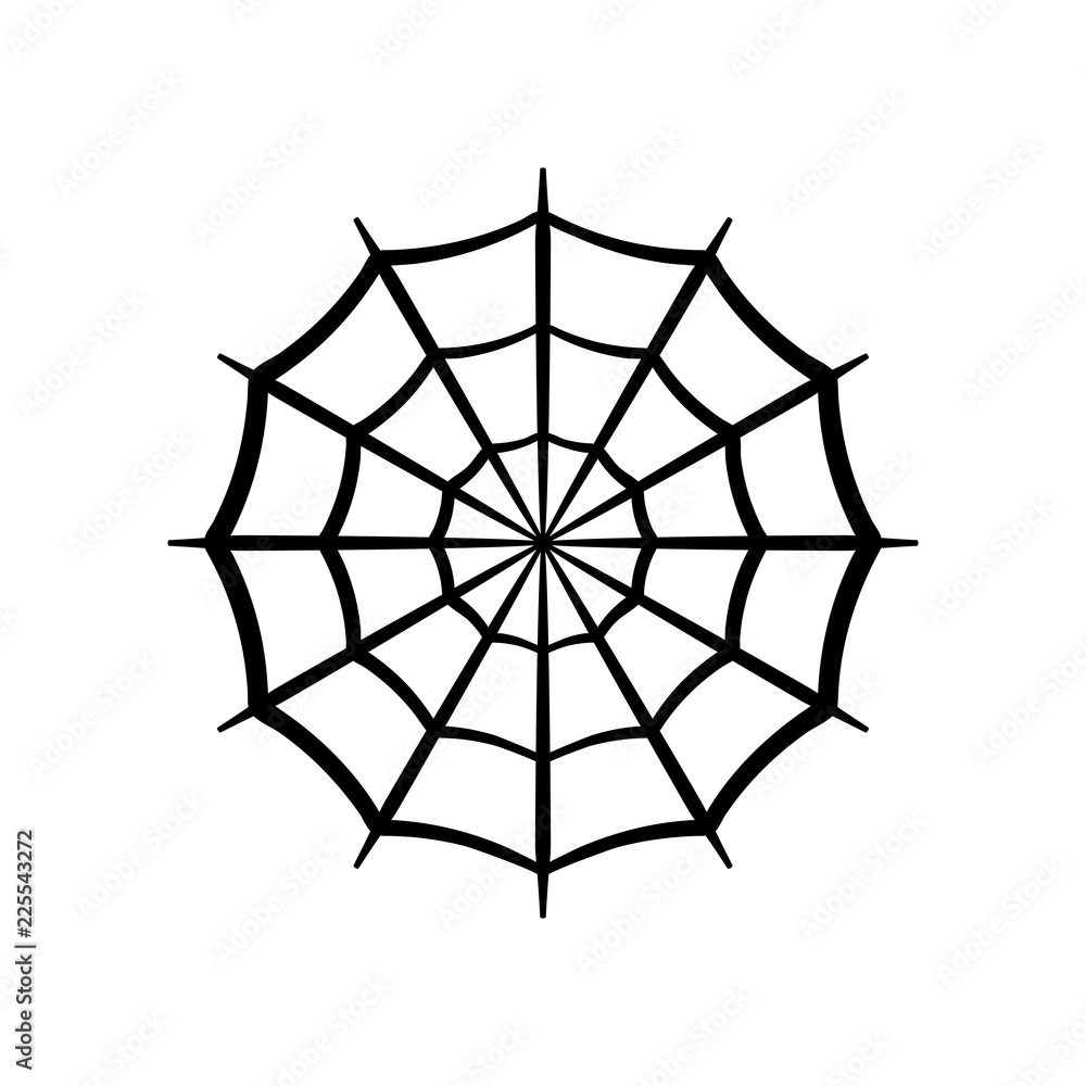 Spider web icon. Circle cobweb vector silhouette. Spiderweb clip