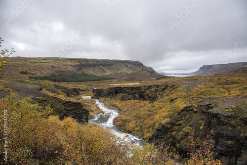 Hiking to Icelands second highest waterfall, Glumur. © Michael
