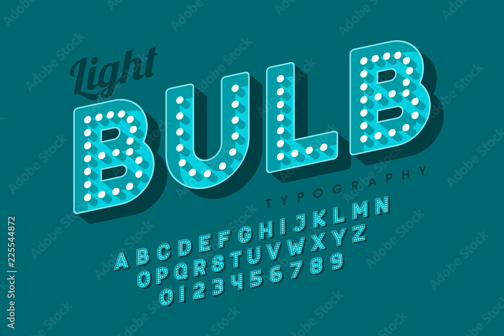 Verrijking vereist Versnel Vintage light bulb font design, Broadway style alphabet letters and numbers  Stock Vector | Adobe Stock