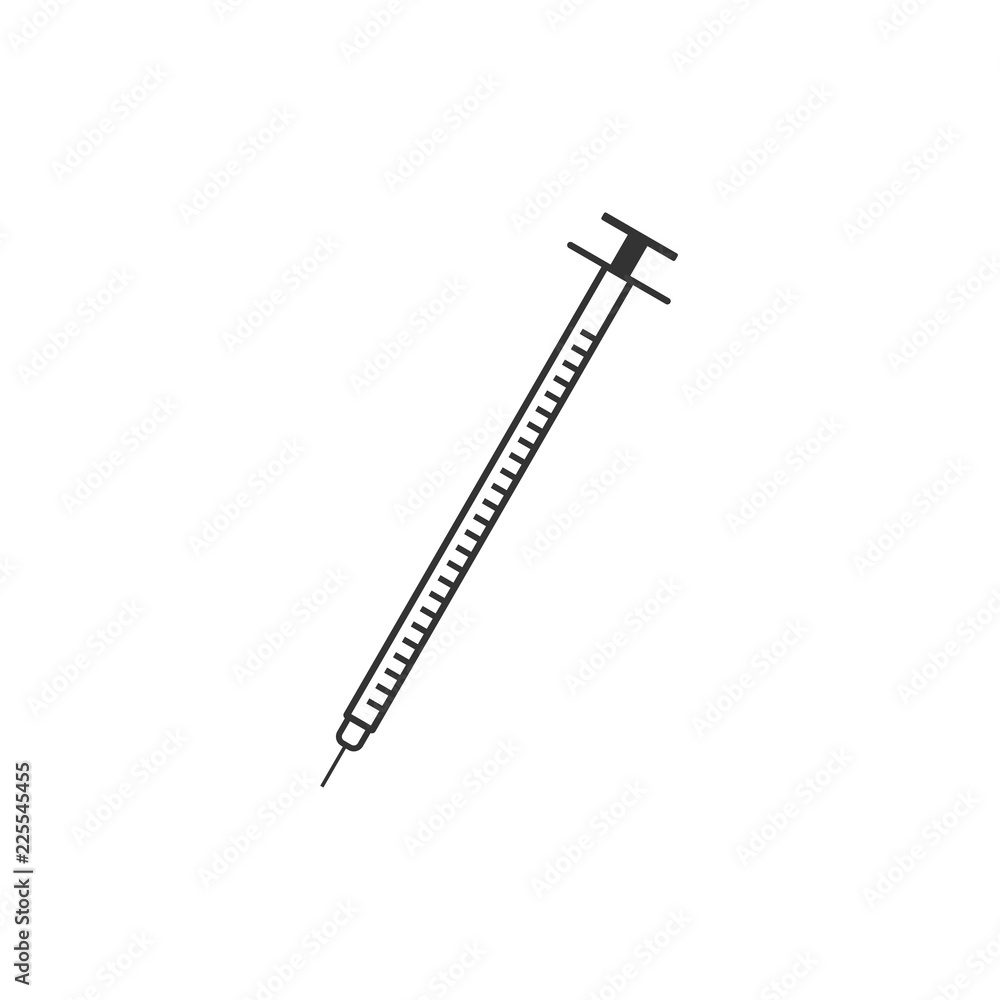 Insulin syringe icon. Vector illustration, flat design. Insulin syringe icon. Vector illustration, flat design.