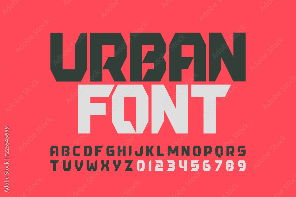 Fototapeta premium Urbanism style font design, alphabet letters and numbers