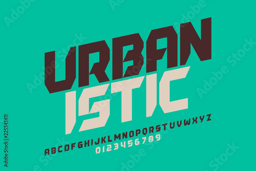 Urbanism style font design, alphabet letters and numbers