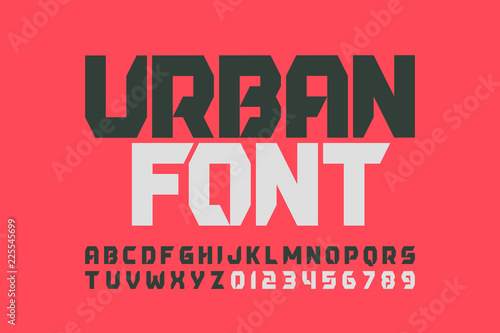 Urbanism style font design, alphabet letters and numbers