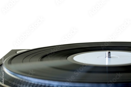 Vinyl Record in a Gramophone - Close Up