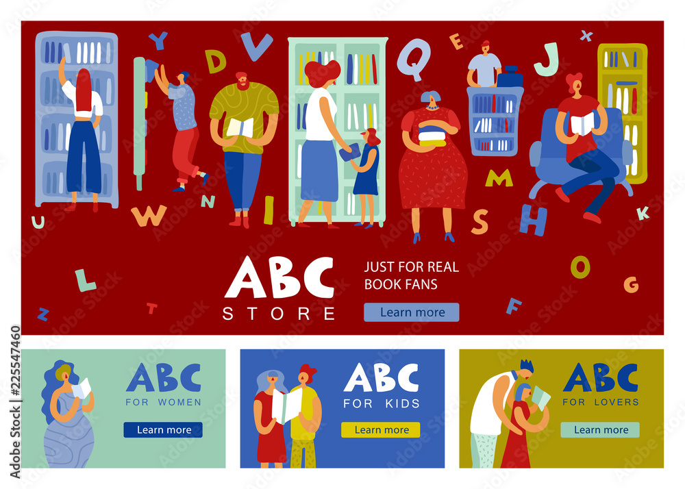 Book Store People Horizontal Banners Book Store People Horizontal Banners