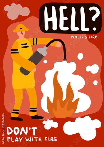 Fire Fighting Flat Poster