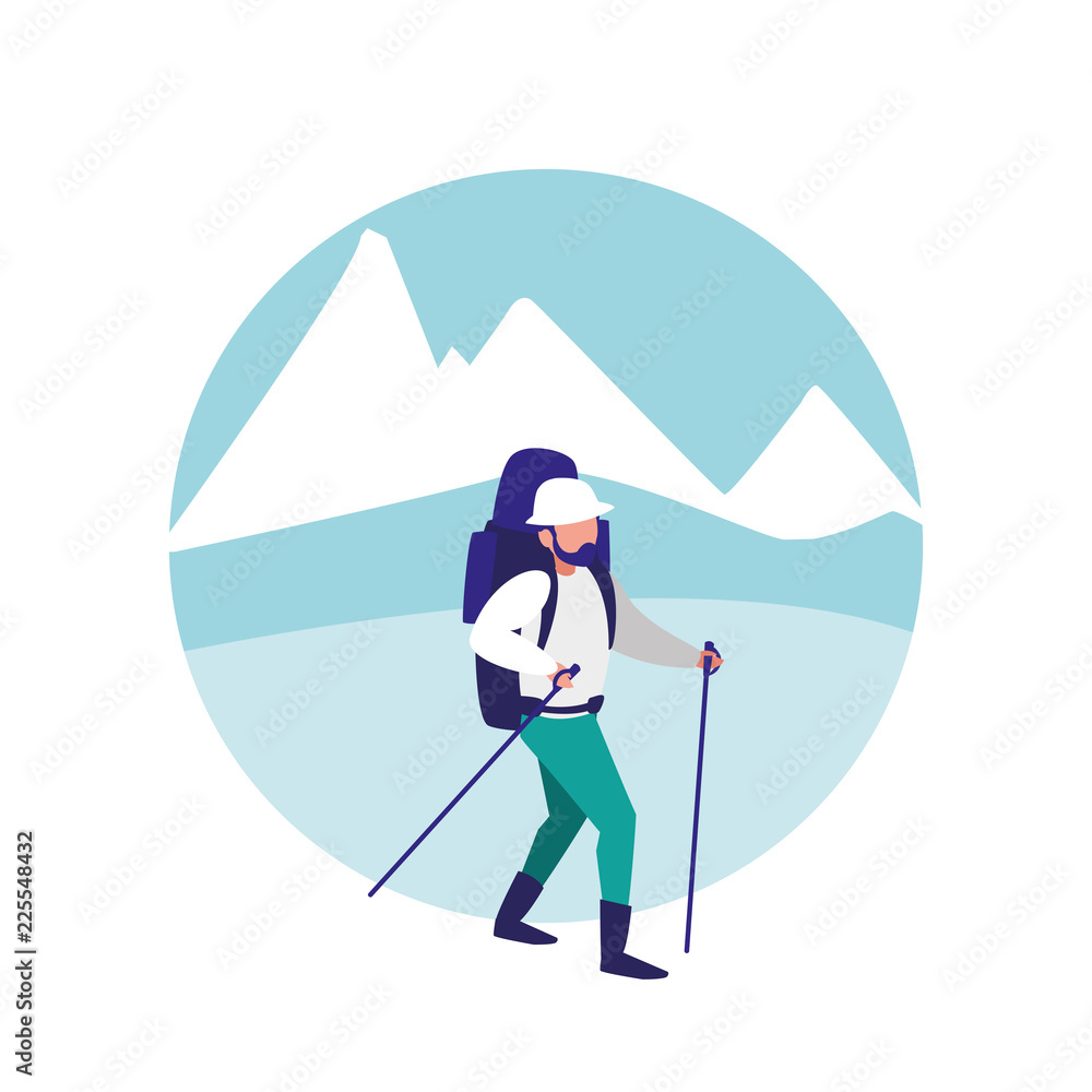 Fototapeta premium young man practicing mountaineering