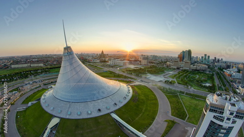 Photos Elevated view with sunrise over the city center with Khan Shatyr and central bus