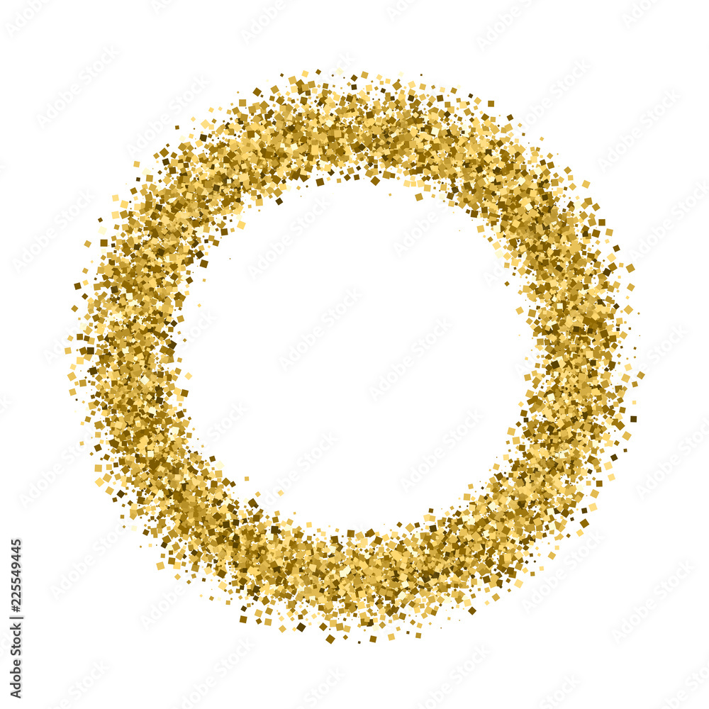 Golden frame glitter texture isolated on white. Editable template for flyer, card, banner design, web, cover, poster.. Celebratory background. Gold explosion of confetti. Golden frame glitter texture isolated on white. Editable template for flyer, card, banner design, web, cover, poster.. Celebratory background. Gold explosion of confetti.