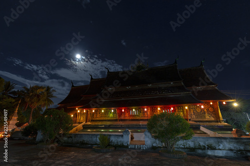 Side view of Wat Xiengthong with lanterns in Luang Prabang  Laos.