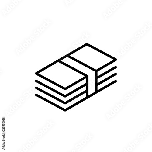 bundle of banknotes line black icon