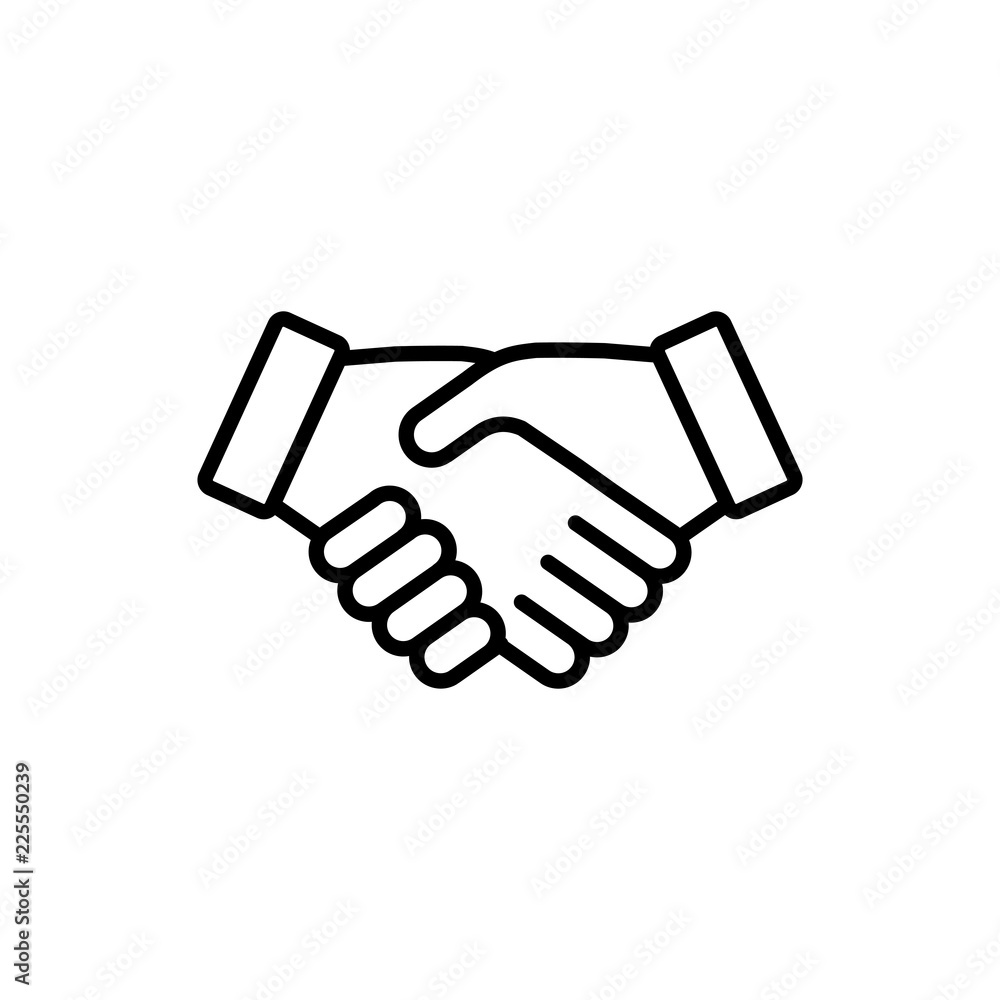 handshake cooperation agreement outline line black icon