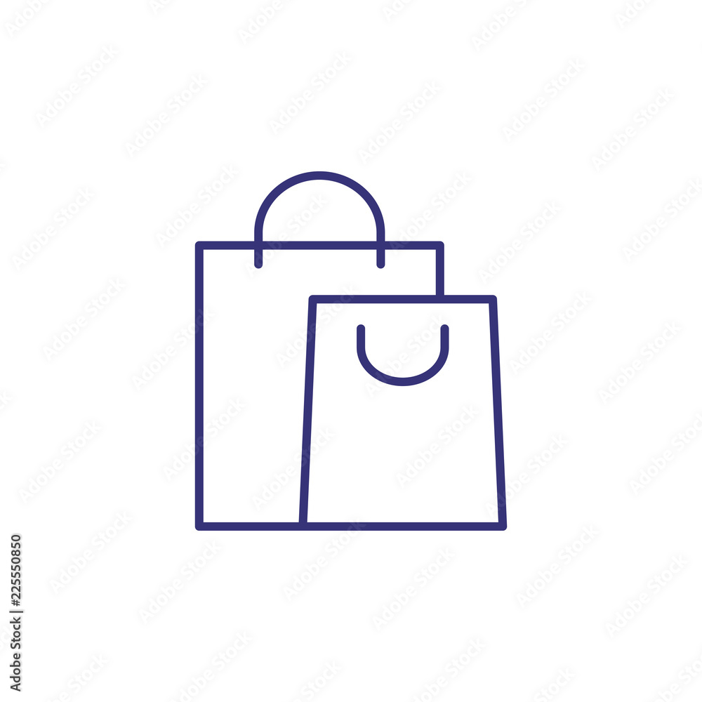 Paper bags line icon. Shopaholic, sale, purchase. Shopping concept. Vector illustration can be used for topics like retail, consumerism, commerce