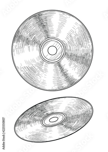CD illustration, drawing, engraving, ink, line art, vector