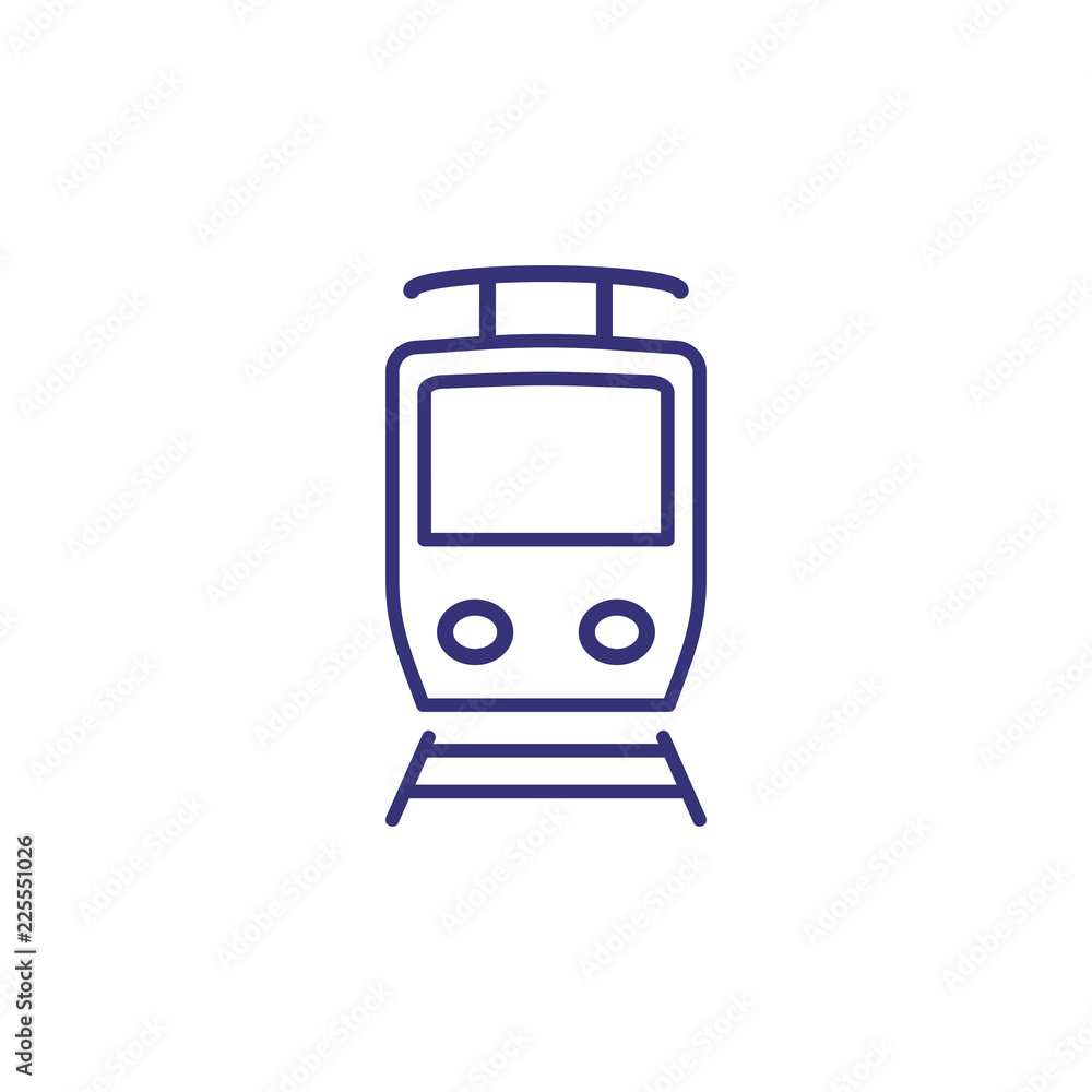 Tram line icon. Train, tram station, public transport. Transport concept. Vector illustration can be used for topics like transportation, city, trip Tram line icon. Train, tram station, public transport. Transport concept. Vector illustration can be used for topics like transportation, city, trip