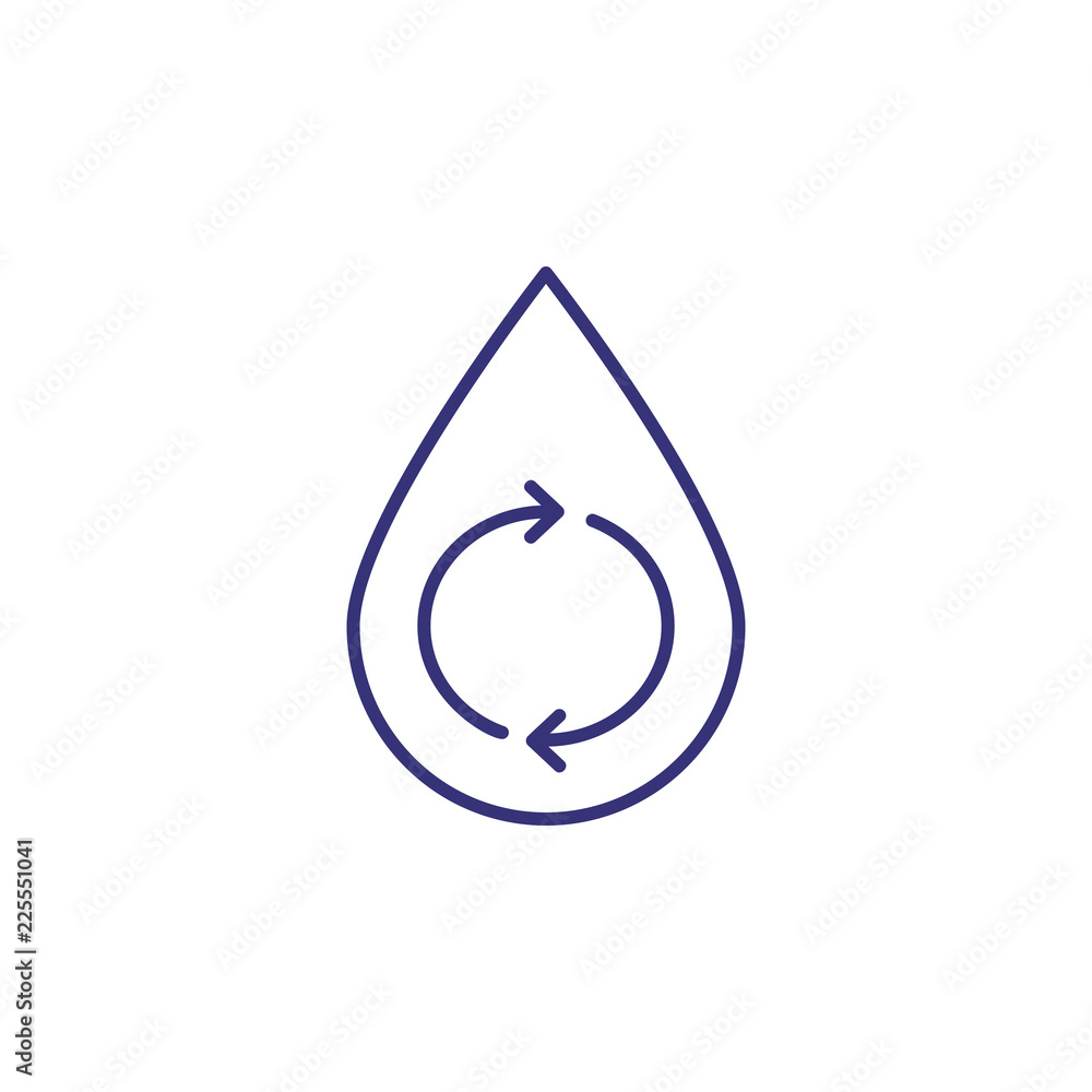 Water treatment line icon. Water cycle, water recycling, purification technology. Ecology concept. Vector illustration can be used for topics like environment, health, technology Water treatment line icon. Water cycle, water recycling, purification technology. Ecology concept. Vector illustration can be used for topics like environment, health, technology