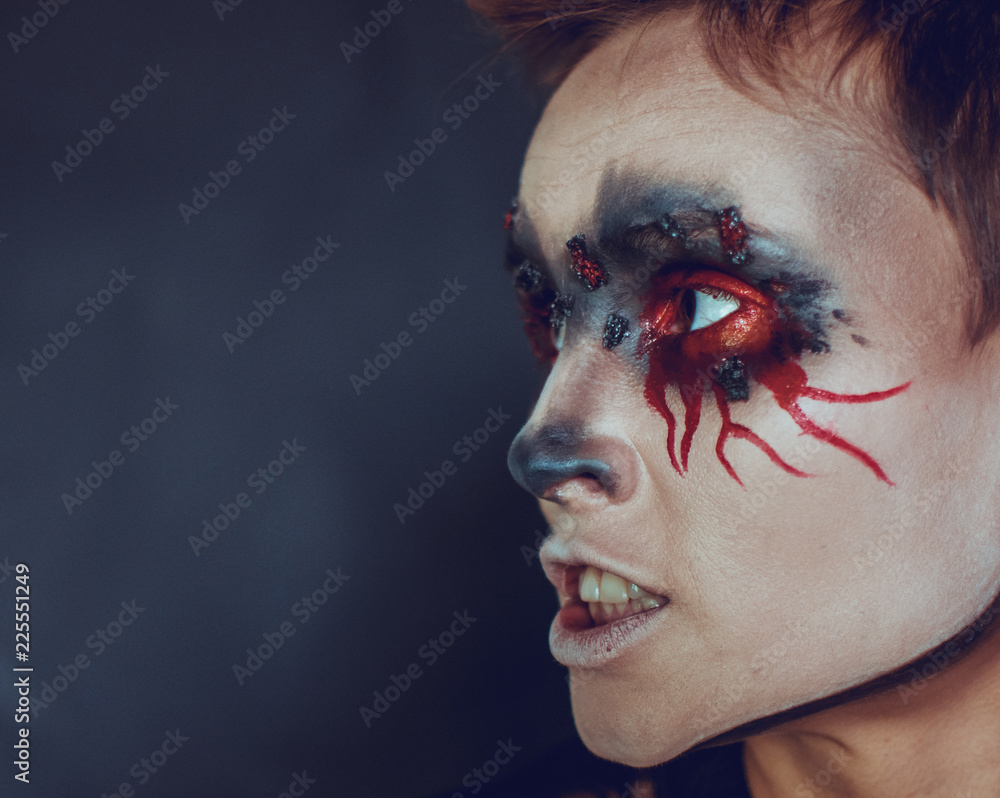 Makeup for Halloween. Portrait of a girl with bleeding eyes. Stock Photo |  Adobe Stock