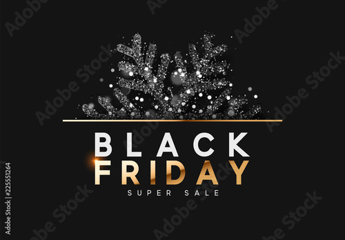 Black Friday Sale. Background with black snowflake