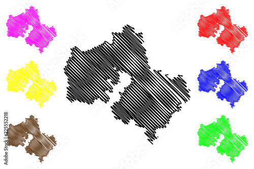 Moscow Oblast (Russia, Subjects of the Russian Federation, Oblasts of Russia) map vector illustration, scribble sketch Podmoskovye Oblast map