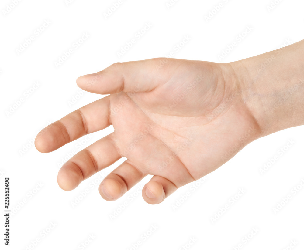 man's hand for a handshake or holding something on white background man's hand for a handshake or holding something on white background